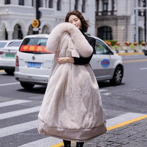 2021 Fashion Long Winter Coat Women Clothing Wool Liner Hooded Parkas Slim With Fur Collar Warm Winter Jacket Women