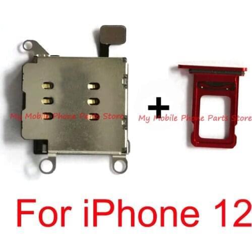 5 Sets High Quality Dual Sim Card Reader Socket Slot Flex Cable + Daul Sim Card Tray Holder For iPhone 12 iPhone12 Repair Parts