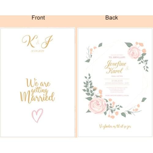 50 pieces/lot) Bride And Groom Wedding Invitation Card White Dress Black Suit Customize Color Printing Photo Invitations IC2011