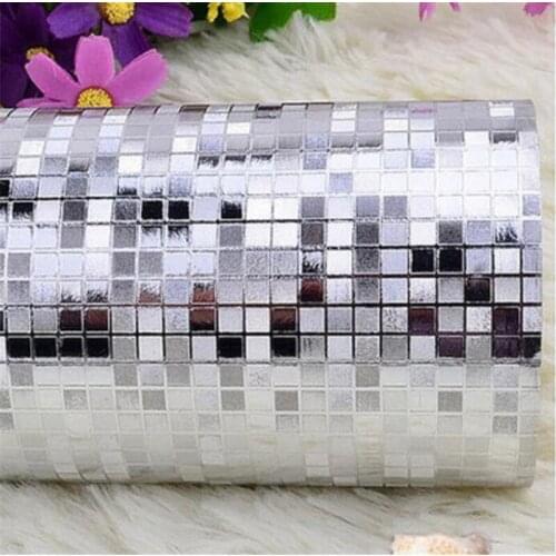 8pcs/lot 10Mx 53cm Glitter Mirror Effect Mini mosaic Sparkle Light Reflect Gold Foil Wallpaper Silver Foil Wall Paper
