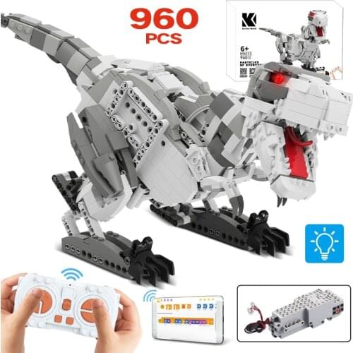 960pcs APP Programming RC Jurassic Dinosaur Building Blocks STEM Remote Control Tyrannosaurus Technical Bricks Toys for Children