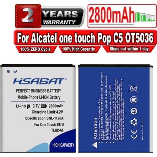 HSABAT 2800mAh TLiB5AF Battery for Alcatel one touch Pop C5 OT5036 OT5036D OT-5036 OT-5036D TCL S800 S710 997D OT-997 OT997 5037