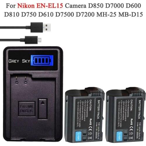 2550mah EN-EL15 EL15 EN-EL15a ENEL15a EN EL15a Battery + USB Charger for Nikon D850 D810 D810A D750 D500 D7500 D7200 D7100