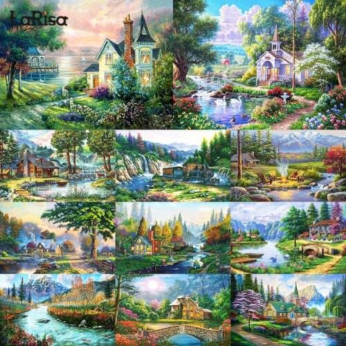 Village Landscape Diamond Painting New Arrival Mosaic Full Square Round Rhinestone Wall Art Decoration House Diamond Embroidery