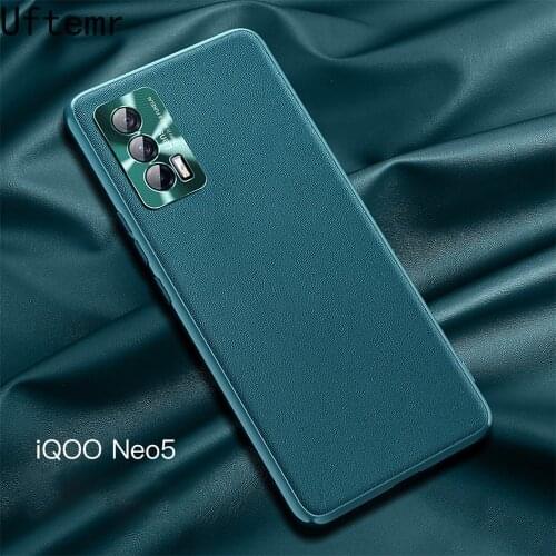 Phone Case for vivo iqoo neo 5 Case Vegan Leather Soft Silicone Frame Lens Protection Cover for vivo iqoo neo5 neo 5 shell