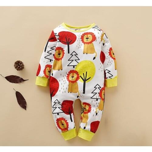 0-18M Autumn Baby Boy Girl Casual Romper Infant Cartoon Print Long Sleeve Children Jumpsuit Outfits New Arrival