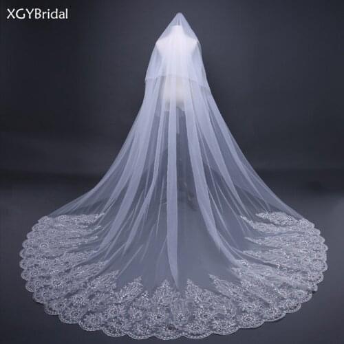 Two Layers Lace Appliqued Bridal Wedding Veils Long Bridal Headwear With Comb White Ivory Velos De Novia Wedding Accessories