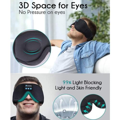 3D Eye Mask HeadSet Bluetooth Headphones 5.0 Headband Comfortable and soft Sleep mask Wireless Music headphones With Microphone