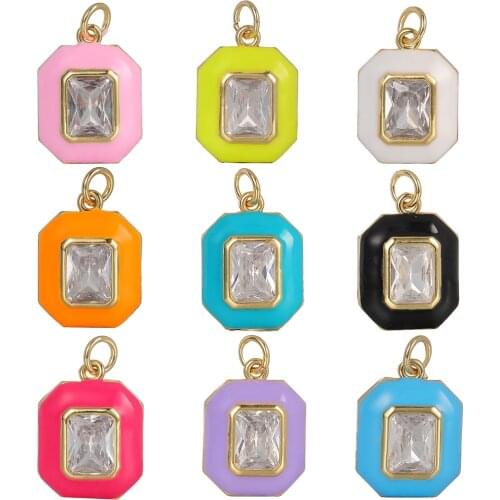 JUYA DIY CZ Cubic Zirconia Charms Colorful Polygon Charms Pendants For Women Earrings Necklace Bracelet Making Supplies 2021