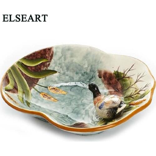 Ceramic single 3D duck plate fruit dish figurine porcelain ornament for home table decoration