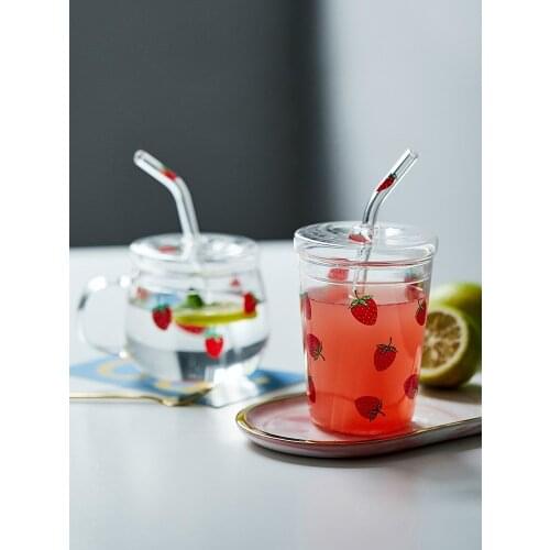 Strawberry Kettle Strawberry Straw Glass Ins Wind Net Red Cup Simple and Fresh