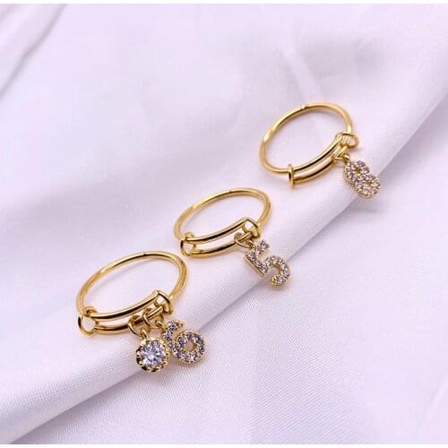 Crystal Rings Female Elegant Lucky Number 0-9 Ring for Women Statement Fashion Jewelry Zircon Stainelss Steel Ring Love Gift