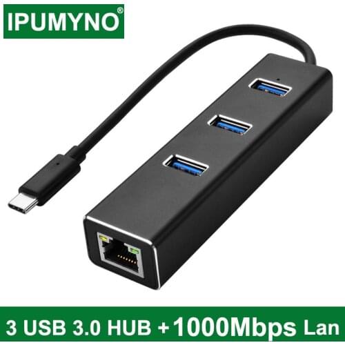 USB C Hub 3.0 3 Port Type C RJ45 Hub Splitter 10/100/1000M Ethernet Adapter Network Card Lan For Macbook Pro Air Accessories