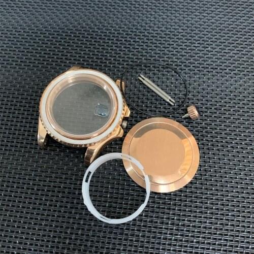 Watch case rose gold stainless steel 40mm new high quality sapphire crystal waterproof 3atm suitable for various movements