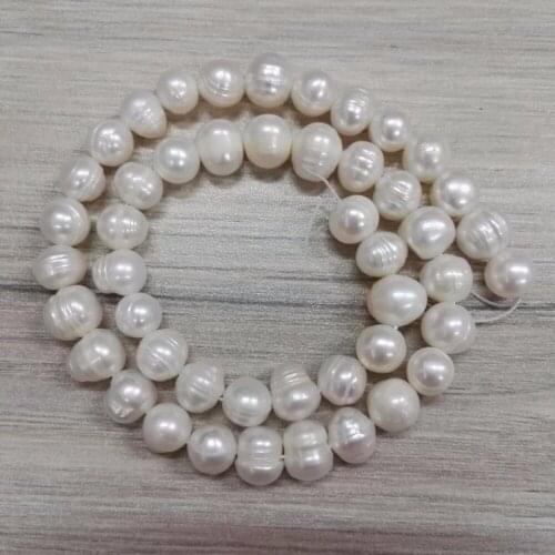 Round shape natural white fresh water pearl beads cream color smooth closed charm for jewelry making DIY material beads