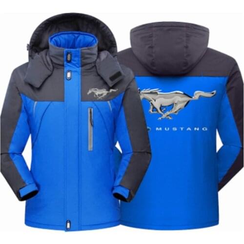 2021 New Winter Men Ford Mustang Logo Jacket Thick Warm Coat Male Windproof Hooded Outwear Casual Mountaineering Overcoat