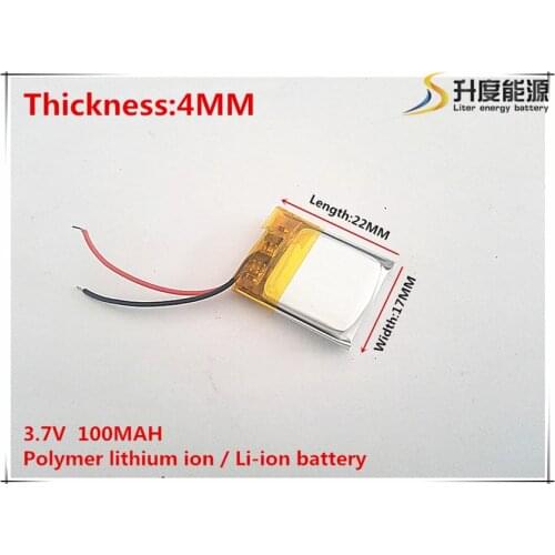 3.7V 100mAh 401722 Lithium Polymer Li-Po li ion Rechargeable Battery cells For Mp3 MP4 MP5 GPS mobile bluetooth