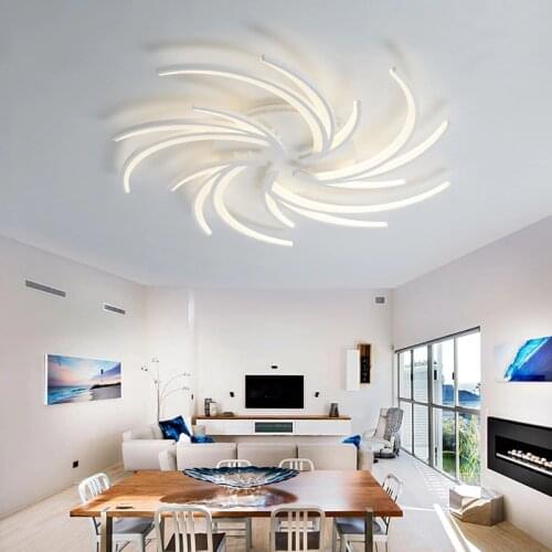 Modern LED Chandelier Lighting for Bedroom Living Room Kitchen Home Decor With Remote Control White Lustre Ceiling Lamp Fixture