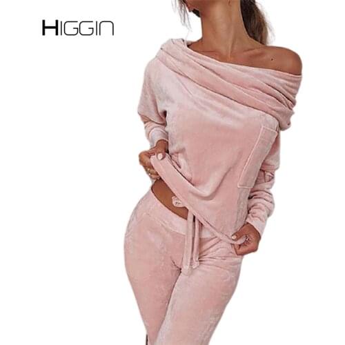 5XL Fashion Casual Women Pantsuit 2 Piece Set Autumn Sweatshirt One Shoulder Outfits Female Oversized Two Piece Suit Tracksuit
