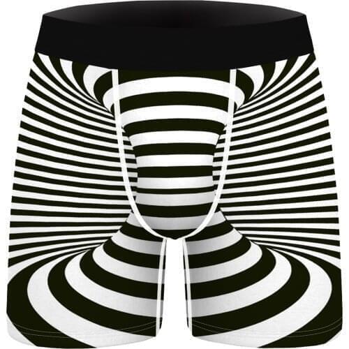 Men Underwear Zebra Stripe Printed Boxer Briefs Summer Soft Breathable Mid Waist Elastic Waistband Shorts Panties Home Underpant