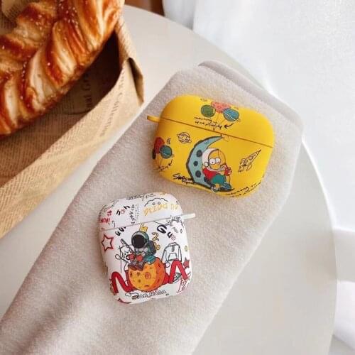 Soft Earphone Case For Apple Airpods 1 2 Cute Astronaut pattern Bluetooth Headset Protecte Charging Cover For Airpods Pro Cases