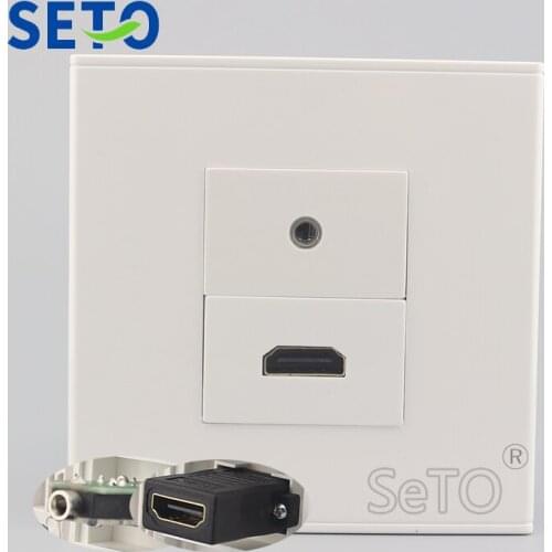 SeTo 86 Type Single HDMI + Single 3.5mm Earphone Assorted Panel Wall Plate Socket Keystone Faceplate