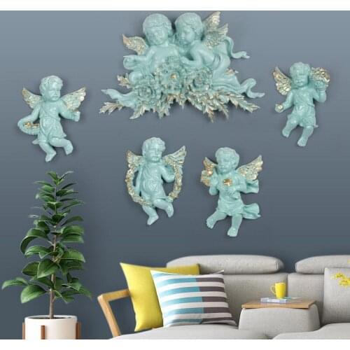 European Resin Angel Wall Hanging Decoration Home Livingroom TV Background Wall Mural Ornaments Hotel Corridor Pendant Crafts