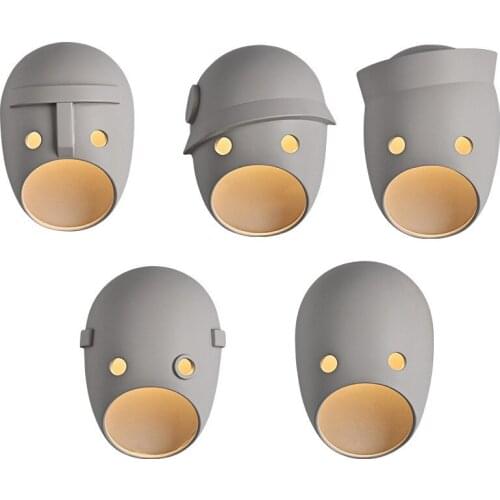 Nordic Led Sconce Wall Lights Resin Moooi Mask Wall Lamp Home Decor Living Room Wall Lights Cartoon Bedroom Lamps Stair Lights