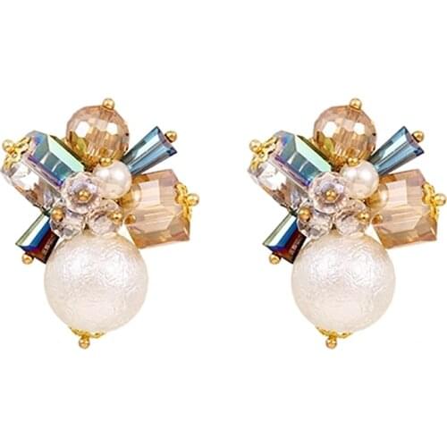 ZHINI New Fashion Imitation Pearls Water Drop Earrings for Women Korean Cute Big Crystal Statement Earring Jewelry 2021 brincos