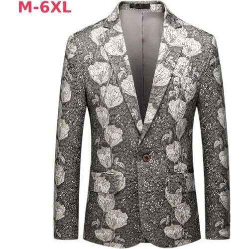 New Grey Men Blazer Luxury 3d Jacquard Single Breasted Party Prom Blazers Men Plus Size 6xl Slim Fit Business Casual Blazer Men