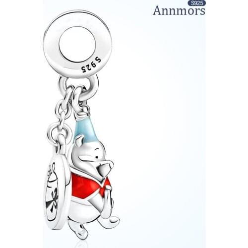 Naughty Cute Lucky Bear Charm Christmas 925 Sterling Silver Fit Pandora Charm Bracelet Bangle Animal Love Hug Charm Jewelry Gift