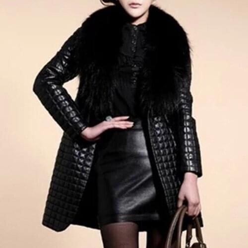 Clothes Coats Women Fashion Warm Outwear Solid Winter Faux Leather Fur Long Sleeve Coat Jacket Outerwear Long Overcoat