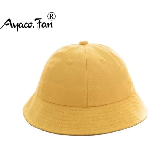 Parent-child Road Traffic Safety Bucket Hat Unisex Solid Yellow Men Women Panama Cap Japanese Kindergarten Hats Children Sunhat