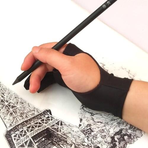 New 1pcs Black 2 Finger Anti-fouling Glove,for Right and Left Hand Artist Drawing for Any Graphics Drawing Tablet Pen Refill