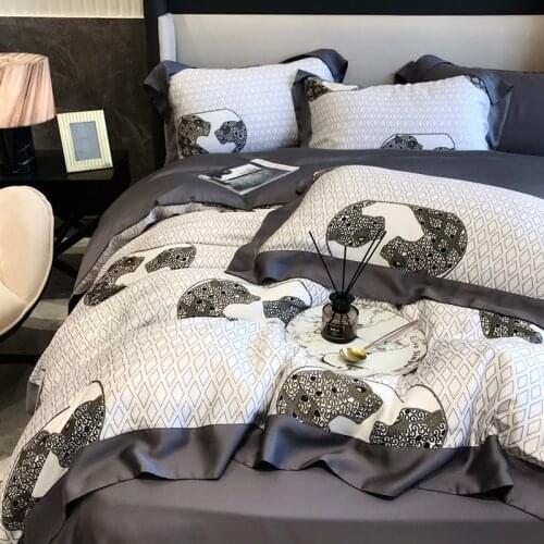 High-End 80 Pieces Tencel Four-Piece Set Ice Silk Bed Sheets Summer Bare Sleeping Affordable Luxury Style Simple European Quilt
