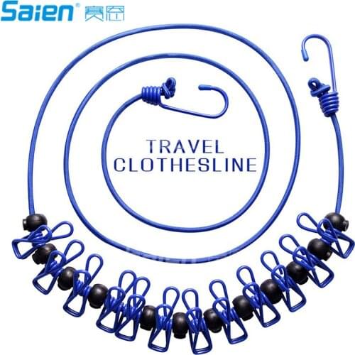 Portable Travel Clothesline with Clothespins Easy to Carry and Install Stretchy Retractable Clothesline for Travel Camping