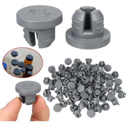 Rubber Stoppers 100PCS Self Healing Injection Ports Inoculation For 20mm Opening Vials Glass Bottles Jars Sealing Organizer Grey
