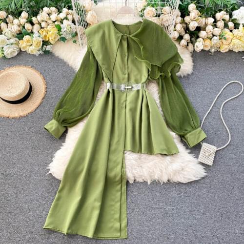 Super Chic Irregular Pointed Big Collar Pleated Ruffled Shirt Top Women Popular Long Sleeve Blouse