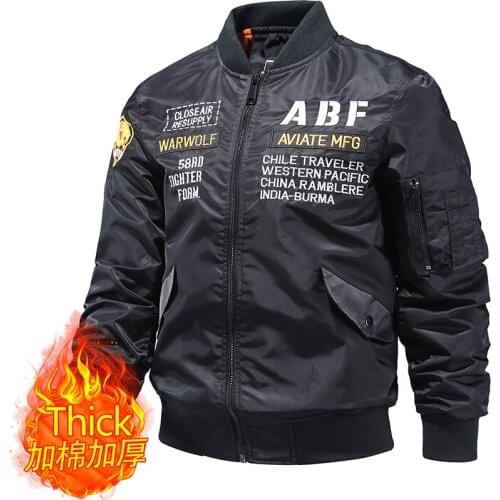 Anyvearon Thick New Mens Jackets High Quality Casual Man Pilot Jacket English Elements Image Bomber Jacket Brand Male Clothing