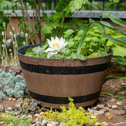 Anti-Corrosion and Durable Wooden Alike Vintage Large Resin Planter Pot Round