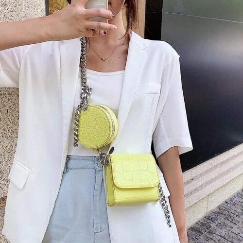 Women 2 Piece Set Crossbody Bag Alligator Pattern Small Bags Pu Leather Chain Shoulder Bag 2021 Womens Messenger Handbgas