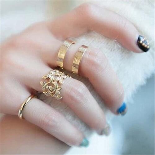 Korean jewelry fabulous three-piece metal blade joint influx of women jewelry ring 3 / batch