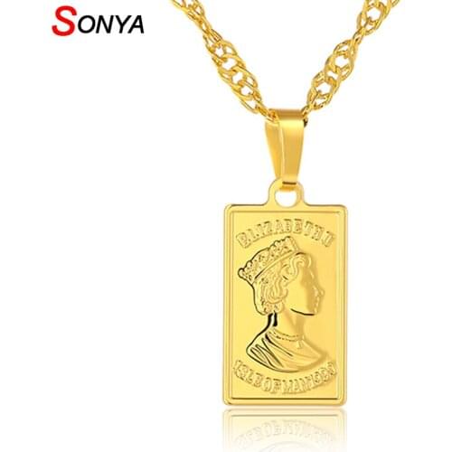 SONYA Vintage Carved Coin Necklace For Women Fashion Gold Color Medallion Necklace Boho Statement Jewelry Dropshipping