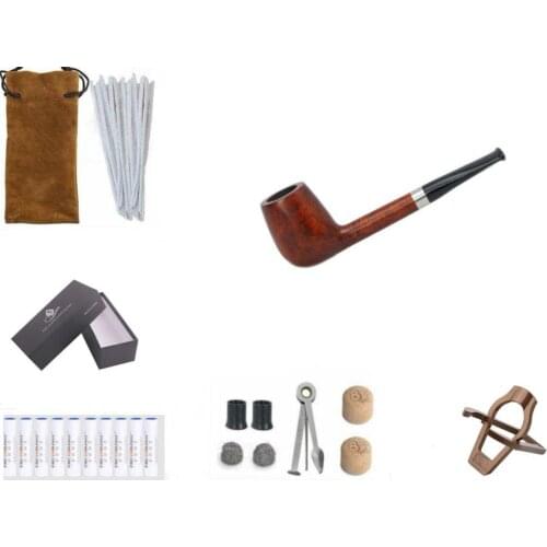 1pc Briar Wood Pipes Smoking Pipe Mouthpiece Herb Tobacco Pipe Narguile Smoke Pipe with smoking tool