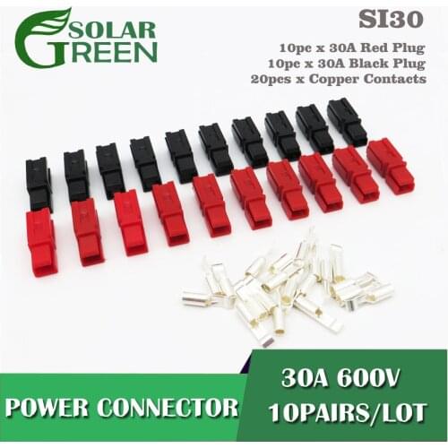 10Pair/LOT 30A 600V PP30 Power Connector Plug Red Black PP30 Powerbank 20pcs Contacts For Solar Caravan Boat