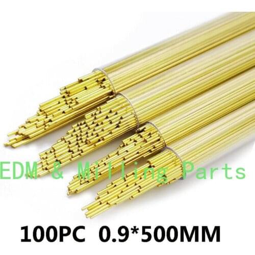 100PCS CNC OD 0.9MMX500MM Brass Electrode Single-Channel Tube EDM Drilling Machine For EDM Puncher Mill Part