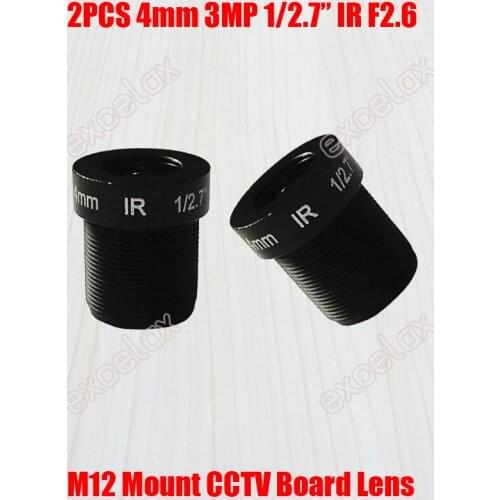 2PCS/Lot 3MP 1/2.7" 4mm F2.6 Fixed Iris IR MTV CCTV Board Lens M12 Mount Interface for 720P 960P 1080P Security Analog IP Camera