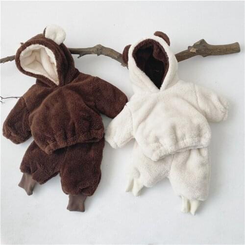 Newborn Baby Girl Clothes Winter Baby Clothes Set Hooded Sweatshirt + Pants 2pcs Velvet Thick Infant Toddler Girl Boy Clothes