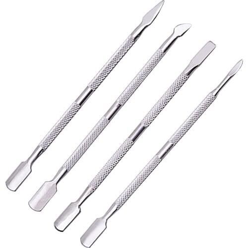 4Pcs/set Stainless Steel Double-ended Cuticle Pusher Dead Skin Remover Cleaner Care Nails Art Tool All Manicure Set