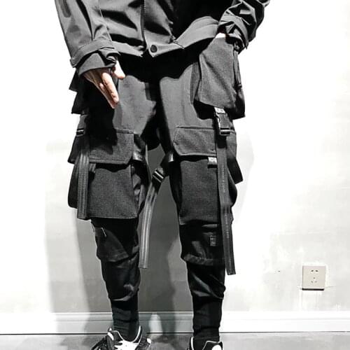 Casual Harem Tide Male Trousers Detachable Multifunctional Mens Multi Elastic Waist Fashion Hip Hop Overalls Loose Pocket Pants